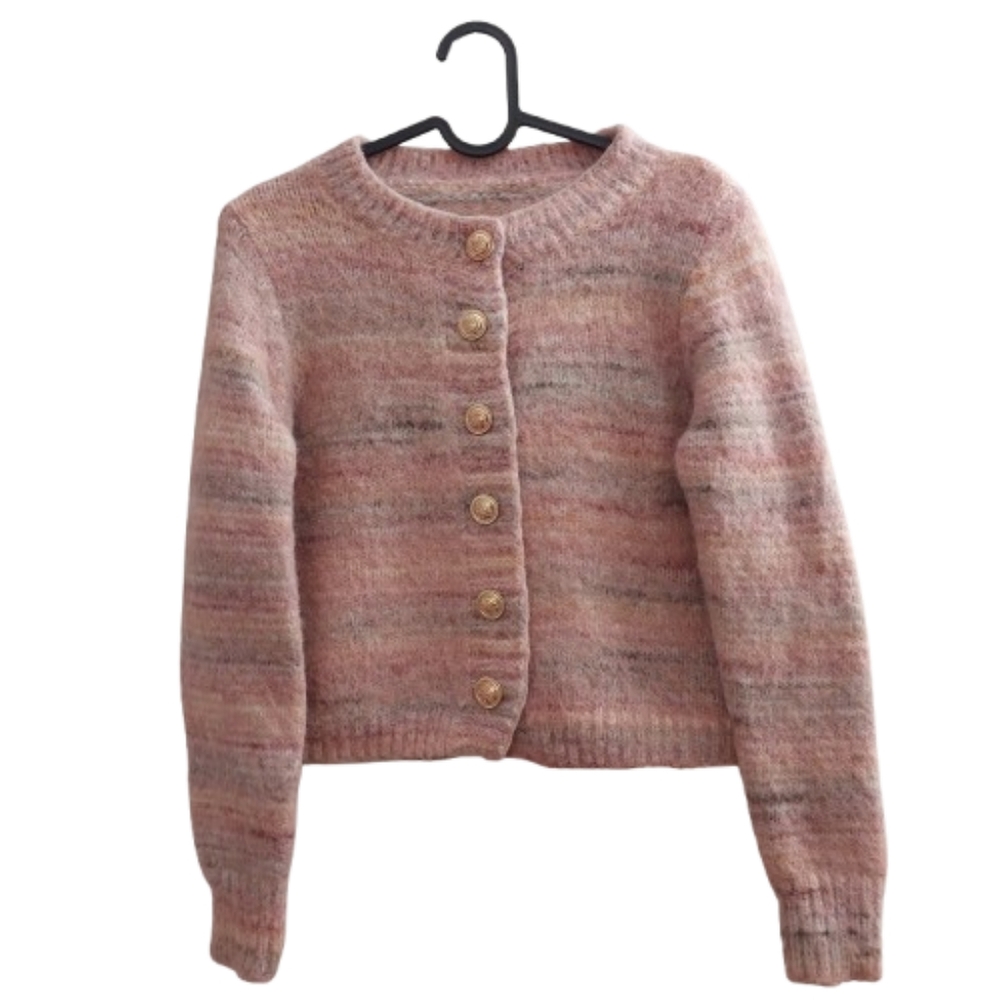 Pink Colorful Knit Cardigan Size Small